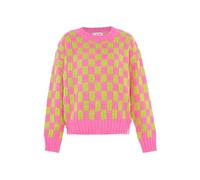 Libbi Women's Chic Colourful Jumper Acrylic Pink Lime Checked Size XL/XXL Pullover Sweater