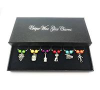Libby's Market Place I Love Wine Themed Wine Glass Charms with Gift Box