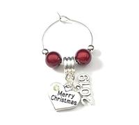 Libby's Market Place Merry Christmas 2019 Wine Glass Charm on a Display Gift Card