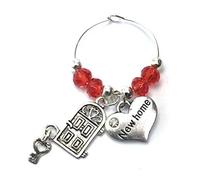 Libby's Market Place New Home Wine Glass Charm on a Gift Card