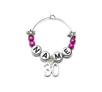 Libby's Market Place Personalised 30th Birthday Anniversary Wine Glass Charm on a Gift Card
