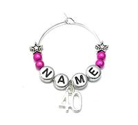 Libby's Market Place Personalised 40th Birthday Anniversary Wine Glass Charm on a Gift Card