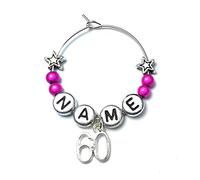 Libby's Market Place Personalised 60th Birthday Anniversary Wine Glass Charm on a Gift Card