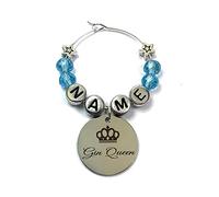 Libby's Market Place Personalised Gin Queen Stem Glass Charm on a Gift Card
