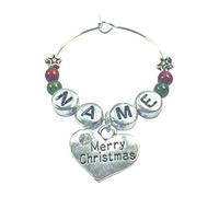 Libby's Market Place Personalised Merry Christmas Glass Charm with Rhinestone with Display Gift Card
