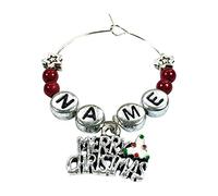Libby's Market Place Personalised Name Merry Christmas Wine Glass Charm on a Display Gift Card