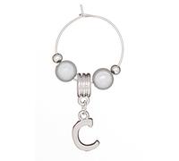 Libby's Market Place Personalised Silver Plated Letter C Wine Glass Charm on a Gift Card