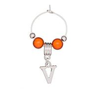 Libby's Market Place Personalised Silver Plated Letter V Wine Glass Charm on a Gift Card