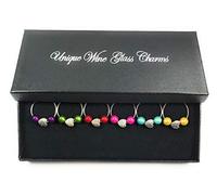 Libby's Market Place Rainbow Hearts Wine Glass Charms with Gift Box