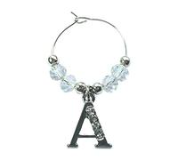 Libby's Market Place Rhinestoned and Personalised Letter A Wine Glass Charm on a Gift Card