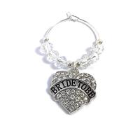 Libby's Market Place Rhinestoned Bride To Be Glass Charm with 4 Different Gift Options (Display Gift Card)
