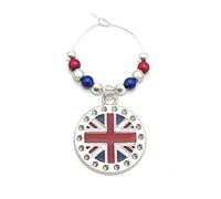 Libby's Market Place Round Union Jack British Flag Prosecco Champagne Gin Wine Glass Charm