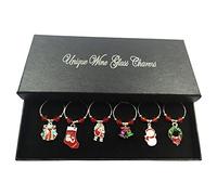 Libby's Market Place Set of 6 Christmas Wine Glass Charms with Gift Box