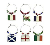 Libby's Market Place Set of 6 Rugby Six Nations Wine Glass Charms (Organza Gift Bag)
