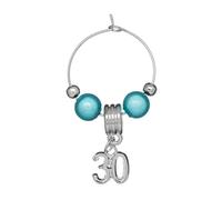 Libby's Market Place Silver Plated 30th Birthday Gift Glass Charm on a Gift Card