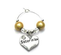 Libby's Market Place Sister in Law Wine Glass Charm on a Gift Card