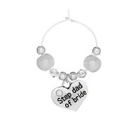 Libby's Market Place Step Dad of Bride Wine Glass Charm on a Gift Card