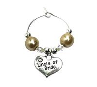 Libby's Market Place Uncle of Bride Wine Glass Charm on a Gift Card