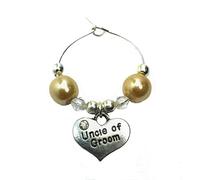 Libby's Market Place Uncle of Groom Wine Glass Charm on a Gift Card