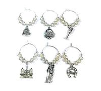 Libby's Market Place Wedding Day Wine Glass Charms with Organza Gift Bag