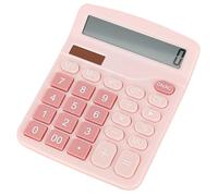 Libcflcc Solar Calculator Practical Calculation 12 Digits Display Ultra-Thin Desktop Calculator Pink