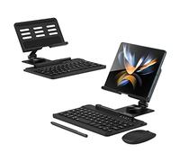 Libeagle Compatible with Samsung Galaxy Z Fold 4/3/2, Set Include Mini Wireless Bluetooth Keyboard, Mouse, Comfortable & Adjustable Phone Stand, Capacitance Pen and S Pen Holder [Easy to Carry] -Black