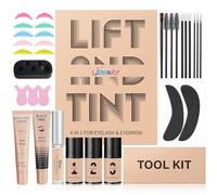 Libeauty Lash Perm and Black Dye Kit, Eyelash Lift and Brow Lamination with Black Tint 4 in 1 Set, Lash Lifting with Keratin, Complete Tools, Easy to Use, Last Up 6 Weeks