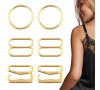 Libenxue 90PCS 15mm Metal Lingerie Hardware Sewing Clips 3 Styles Bra Strap Adjuster Buckles Clasp Hooks Slide Rings for Intimate Clothing, Bras, Underwear(Gold)