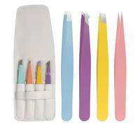 Libenxue Tweezers Set for Facial Hair & Blackhead Removal | Multi-Purpose Eyebrow & Eyelash Tools | 4-Piece Stainless Steel, Multi-Colored