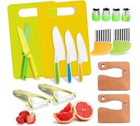 Liberal Brightdeer 17 Pcs Montessori Kitchen Tools for Kids - Real Knives Set with Toddler Safe Knives, Crinkle Cutter & Cutting Board