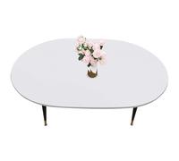 LIBERECOO Oval Fitted Vinyl Tablecloth with Flannel Backing -Pure White - Fits 48" x 68" Oval Table - Waterproof, Elastic Edged for Secure Fit, Easy to Clean Plastic Table Cover