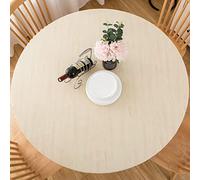 LIBERECOO Round Vinyl Fitted Tablecloth with Flannel Backing Elastic Edge Table Cover Waterproof Stain-Resistant Wipeable Tablcloths Fits 45-56" Round Tables