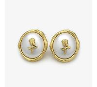 LIBERGA 10 Pcs Irregular Oval Pearl Sewing Buttons with Shank, Gold, 17.5mm
