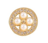 LIBERGA 10 Pcs Pearl Rhinestone Buttons with Shank, Round Button for Clothes, Cardigans, Coat, Craft Projects, Gold, 18mm