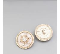 LIBERGA 10 Pcs Round Buttons with Shank, Rhinestone Flower Decorative Button for Clothes, Cardigans, Coat, Craft Projects, Light Gold, 21mm