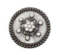 LIBERGA 10 Pcs Round Buttons with Shank, Rhinestone Flower Decorative Button for Clothes, Cardigans, Coat, Craft Projects, Black, 21mm