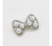 LIBERGA 20 Pcs Pearl Bow Buttons with Shank, Metal Button for Women Clothes Cardigans Coat Craft Projects, Silver, 23mm