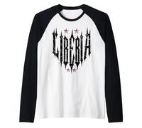 Liberia Gothic Typography with Liberian Flag Star Raglan Baseball Tee
