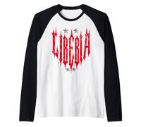 Liberia Gothic Typography with Liberian Flag Star Raglan Baseball Tee