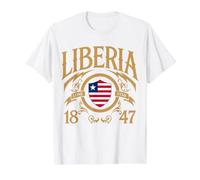 Liberia Lone Star Est. 1847 Patriotic Shield Flag Value Graphic T-Shirt, Men, White, M