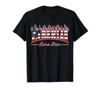 Liberia Lone Star Flame Typography Liberian Flag Value Graphic T-Shirt, Men, Black, XL