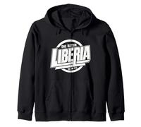 Liberia One Nation One Lone Star | Bold Liberia Typography Zip Hoodie