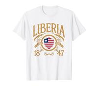 Liberia Runs Through My Veins - Liberian Flag Heart Value Graphic T-Shirt, Men, White, L