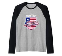 Liberia Since 1847 Shield Flag Patriotic Liberian Pride Raglan Baseball Tee