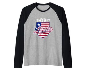 Liberia Since 1847 Shield Flag Patriotic Liberian Pride Raglan Baseball Tee