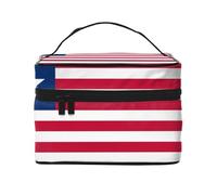 Liberian Flag Makeup Case - Patriotic Travel Cosmetic Bag with Large Storage