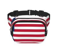 Liberian flag Pattern trendy fashionable waist bag, unisex travel sports messenger bag