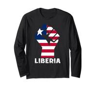 Liberian Roots Liberia Liberian Pride Handfist Liberian Flag Long Sleeve T-Shirt