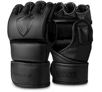 LIBERLUPUS MMA Gloves Sparring Grappling, Open Palm Martial Arts for Men, Muay thai, kickboxing, Punching heavy bag, Boxing Gloves Training- Durable Synthetic Leather with Wrist Support (Grey, S-M)