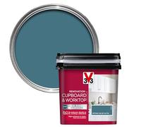 Libéron V33 Renovation Cupboard & Worktop Paint, Petrol Blue Satin, 750ml